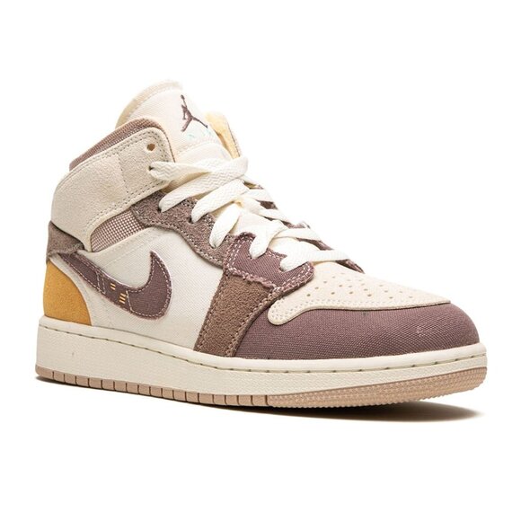 New Nike Air Jordan Kids 1 Mid SE Craft Inside Out Taupe Haze Sneakers Size 3.5Y